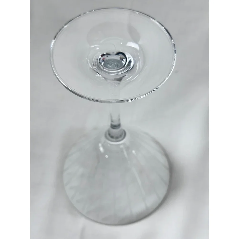 Mikasa Martini Glass Etched Vertical Lines Signed Clear Crystal‎ Stemware 7.5
